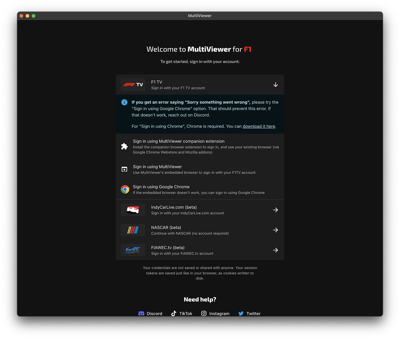 Screenshot showing a 'Sign in with your F1 TV account' button
